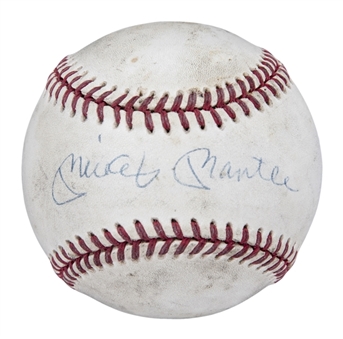 Mickey Mantle Autographed OAL Brown Baseball (Beckett)